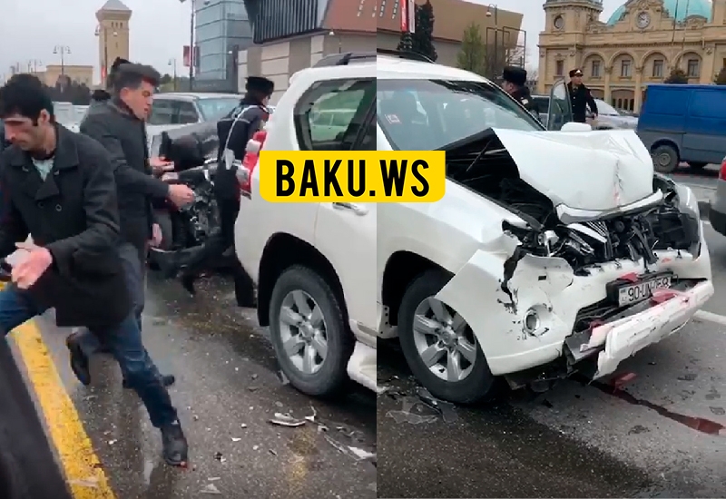 Цепная авария на самом большом проспекте Баку