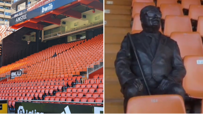 Футбольный клуб установил статую на сиденье своего умершего болельщика