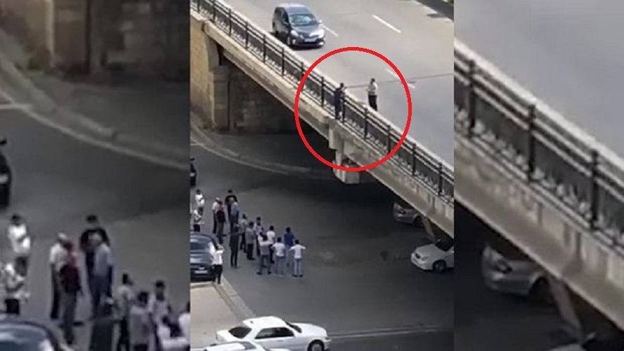 В Баку мужчина пытался броситься с "Папанинского моста" - ВИДЕО