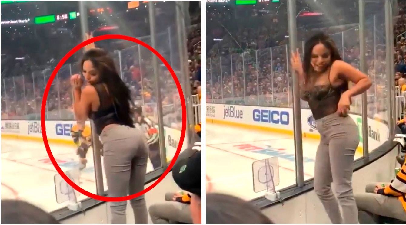 Откровенный танец девушки на хоккейном матче привел болельщиков в дикую ярость -