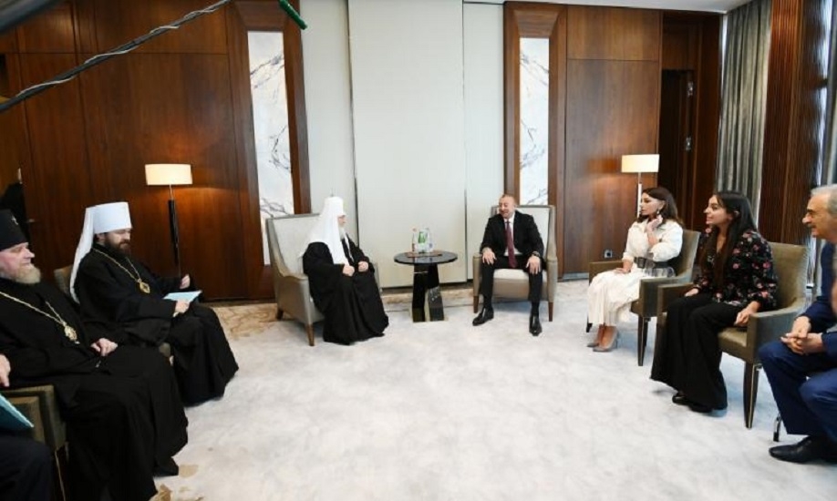 Ильхам Алиев и Мехрибан Алиева встретились с патриархом Кириллом - ФОТО