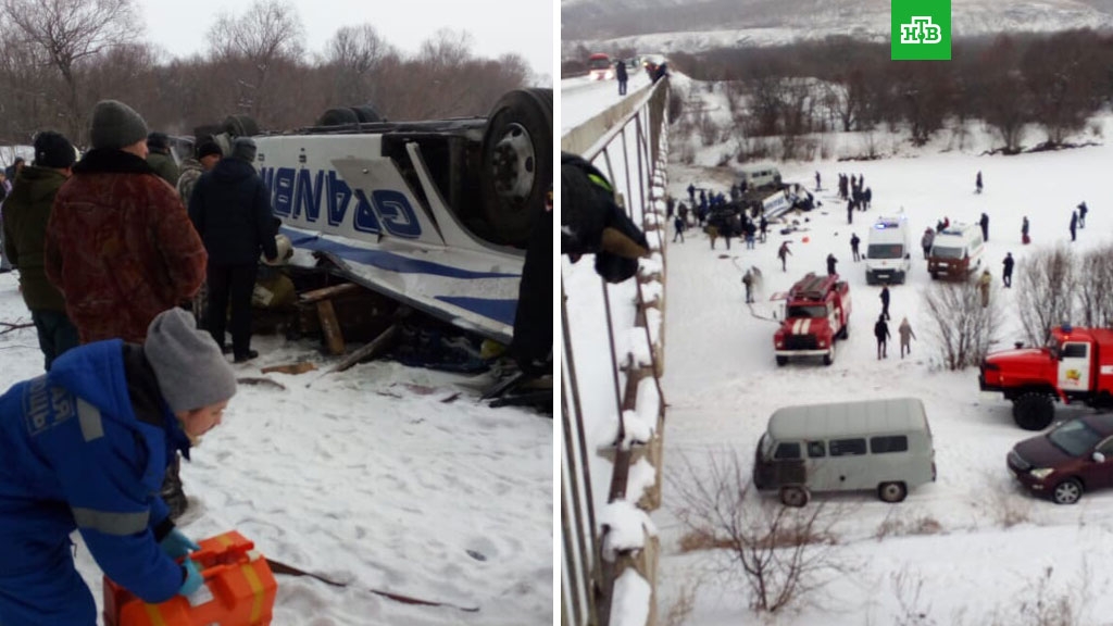 Автобус с 43 пассажирами слетел с моста в Забайкалье: 15 погибших, 33 пострадавших