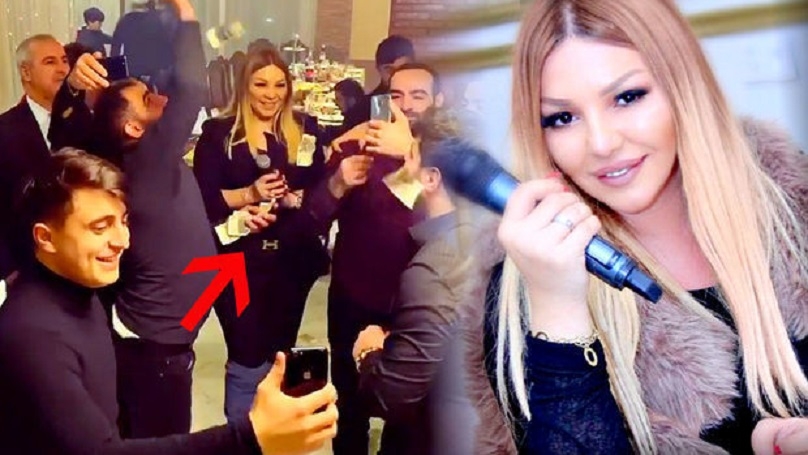 Азербайджанскую певицу осыпали деньгами, которые собрали веником - ВИДЕО