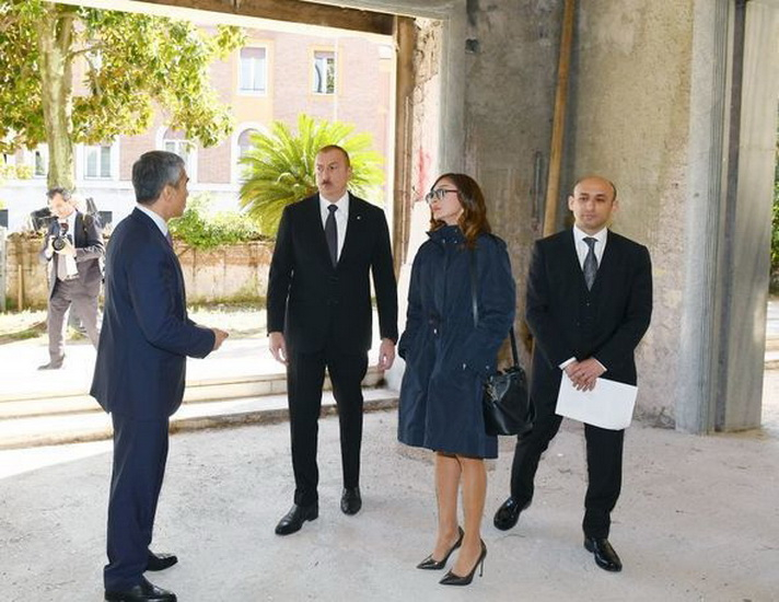 Президент в Риме ознакомился со зданием, предназначенным для Азербайджанского культурного центра