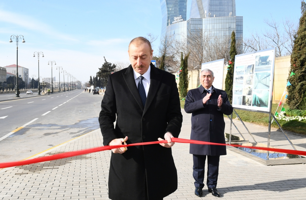 Ильхам Алиев принял участие в открытии подземного пешеходного перехода в Баку – ФОТО