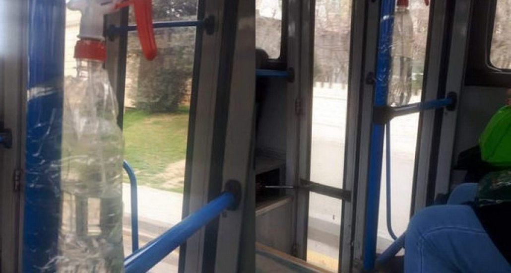 Позорная ситуация: как в бакинском автобусе предлагают дезинфицировать руки - ФОТО