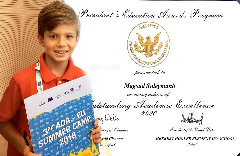 10-летний азербайджанец получил премию президента США за достижения в образовании – ФОТО