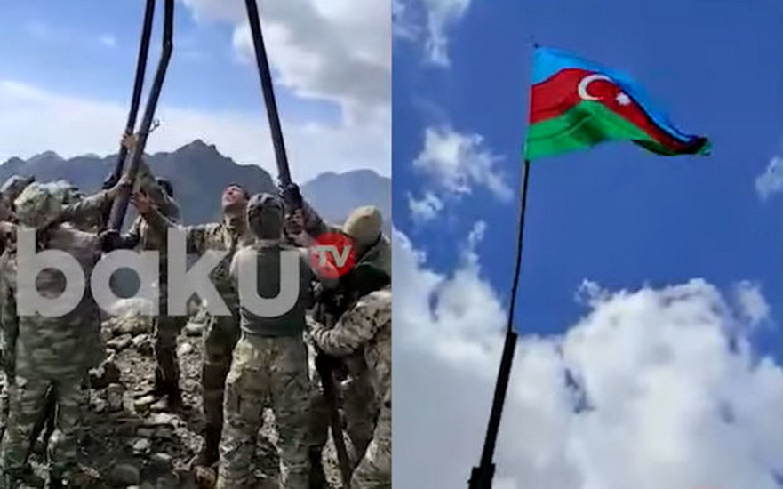 Наша армия водрузила флаг Азербайджана на освобожденных от оккупации территориях - ВИДЕО