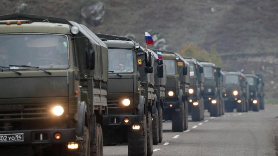 В Ханкенди прибыла очередная колонна российских миротворцев - ВИДЕО