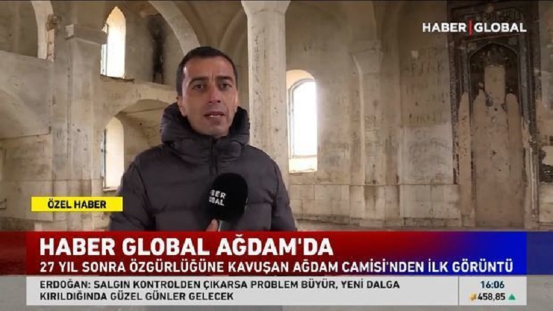 Телеканал Haber Global подготовил репортаж из мечети Джума в Агдаме - ВИДЕО