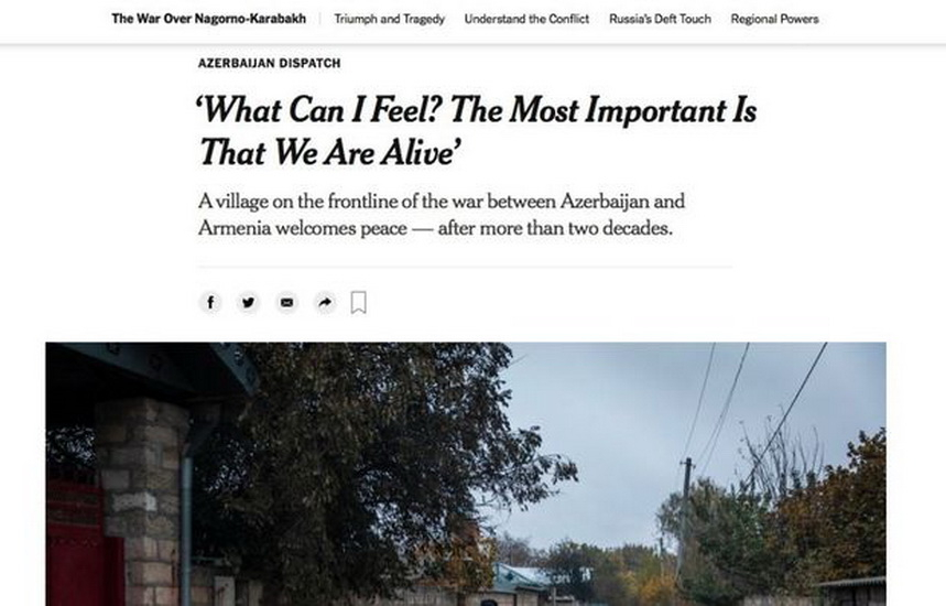 The New York Times опубликовала статью о селе Чираглы Агдамского района
