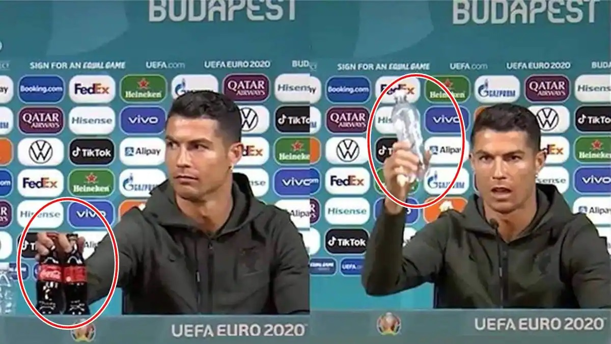 Роналду на пресс-конференции убрал от себя бутылки с Coca-Cola - ВИДЕО