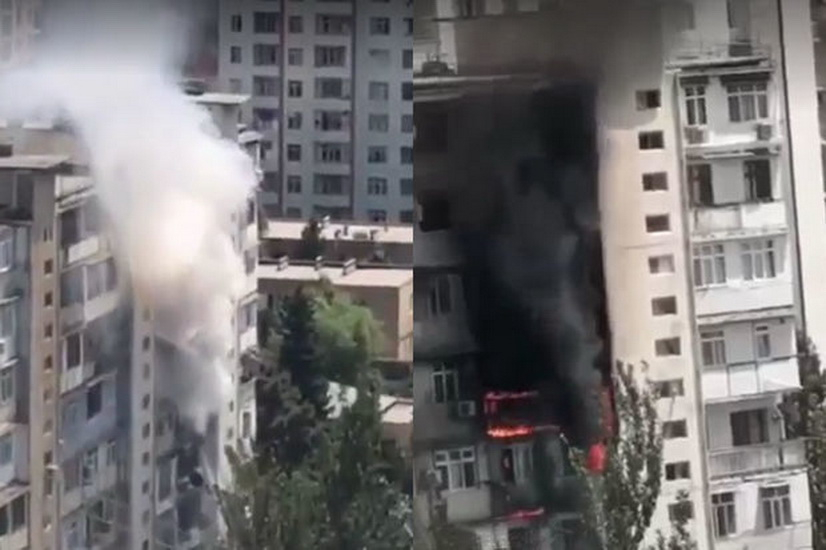 В Баку горит жилой дом - ВИДЕО