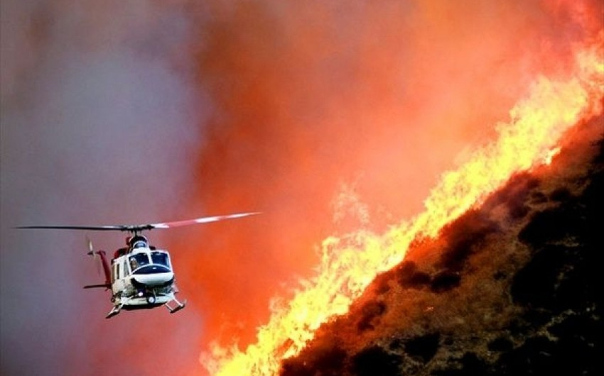 Азербайджанские вертолеты задействованы в тушении лесных пожаров в Турции - ВИДЕО