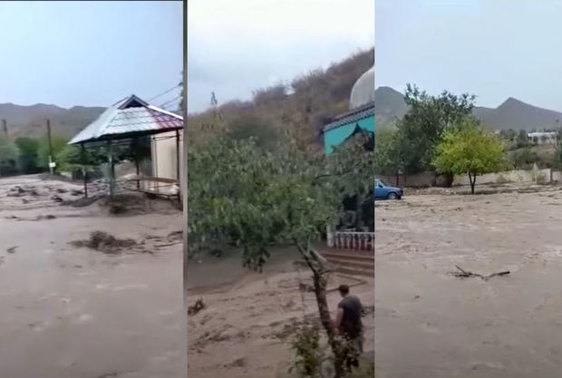 В Товузском районе селевые потоки затопили школу и дома - ВИДЕО
