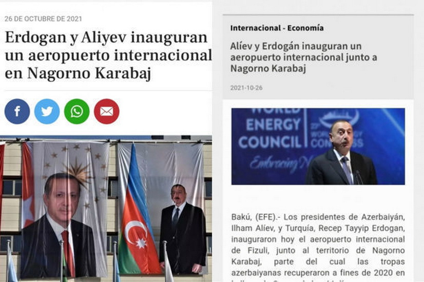 Испаноязычные издания пишут об открытии Международного аэропорта Физули - ФОТО