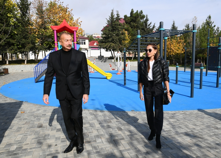 Ильхам Алиев и Мехрибан Алиева ознакомились с работой, проделанной в Парке молодежи в городе Шамахы - ФОТО
