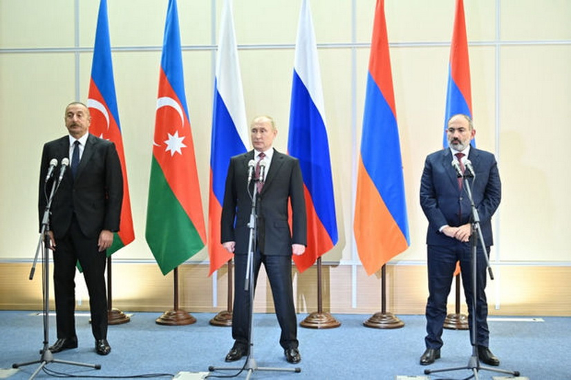 Владимир Путин, Ильхам Алиев и Никол Пашинян выступили с заявлением для прессы - ФОТО
