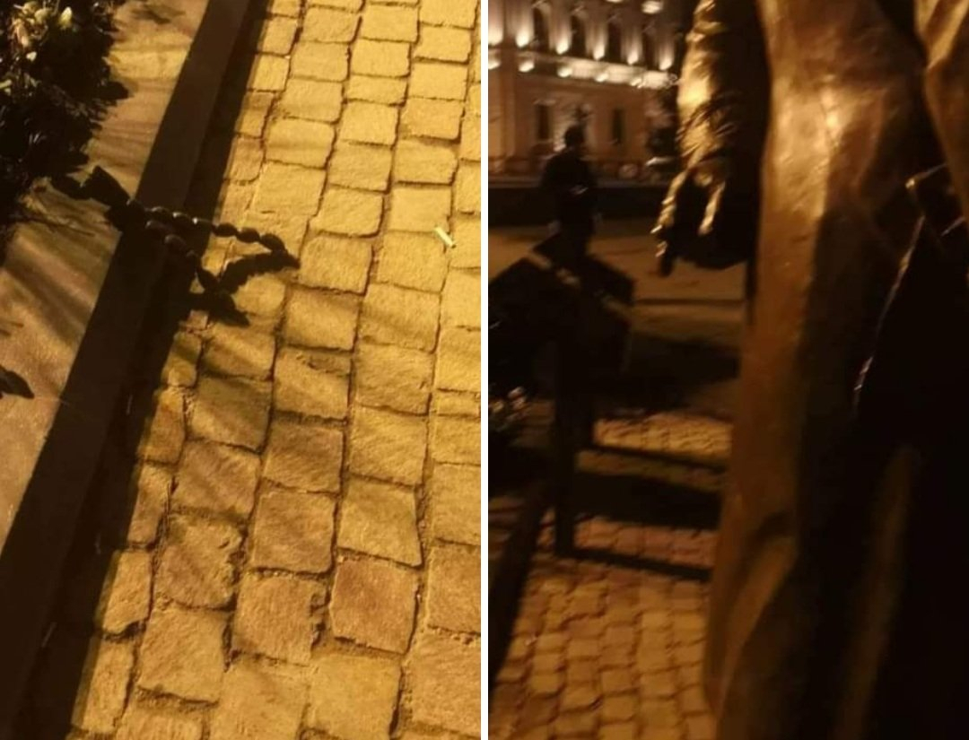 Задержаны подозреваемые в повреждении памятника Тагиеву, статуя восстановлена