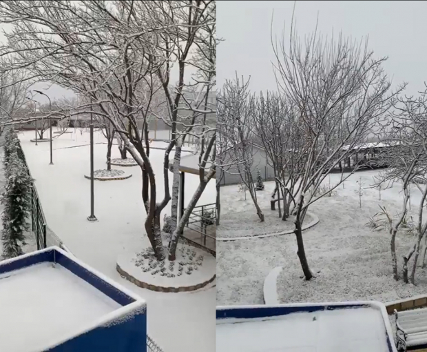 В Агдаме выпал первый снег - ВИДЕО