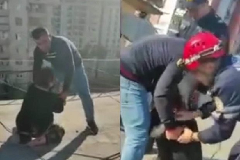 Попытка суицида в Баку: женщина хотела спрыгнуть с девятиэтажного здания - ВИДЕО