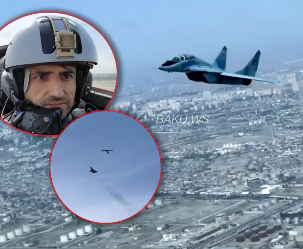 Сельчук Байрактар на МиГ-29 пролетел над Баку - ВИДЕО