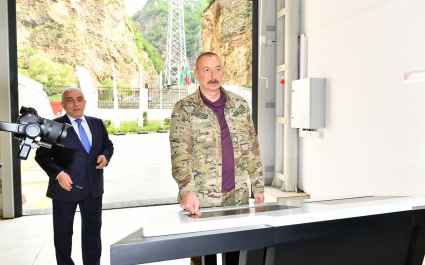 Ильхам Алиев принял участие в открытии малой ГЭС "Кяльбаджар-1" - ФОТО