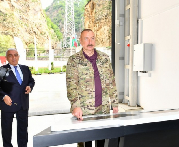 Ильхам Алиев принял участие в открытии малой ГЭС "Кяльбаджар-1"