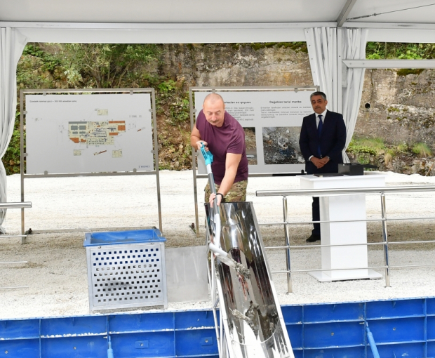 Глава государства заложил фундамент санатория "Истису" в Кяльбаджаре