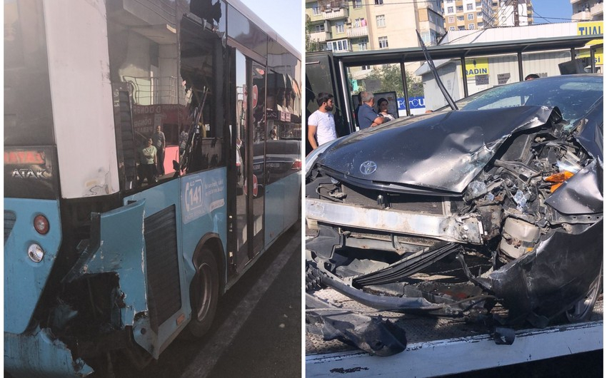 В Баку автобус попал в аварию, пострадали 5 человек - ФОТО