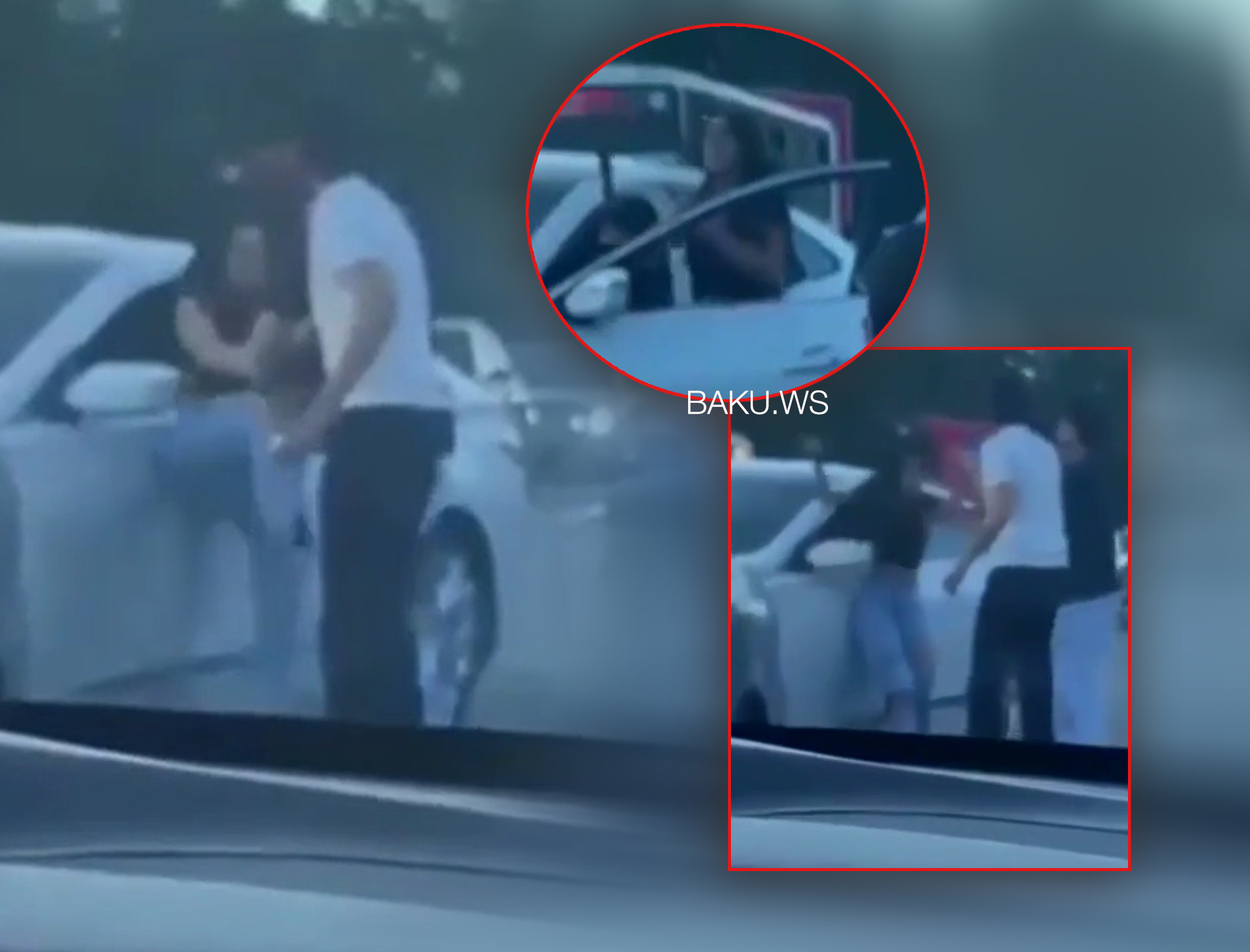 В Баку женщина-водитель и мужчина пустились в рукопашную - ВИДЕО