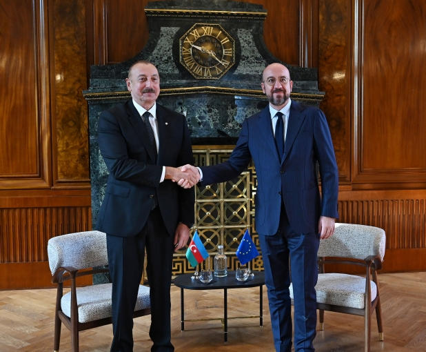 В Праге началась встреча Ильхама Алиева с Президентом Совета Европейского Союза