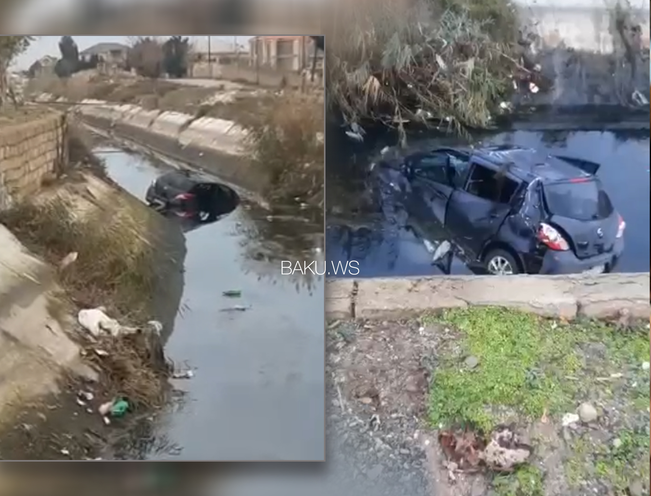 В Абшероне управляемый женщиной автомобиль упал в канал: