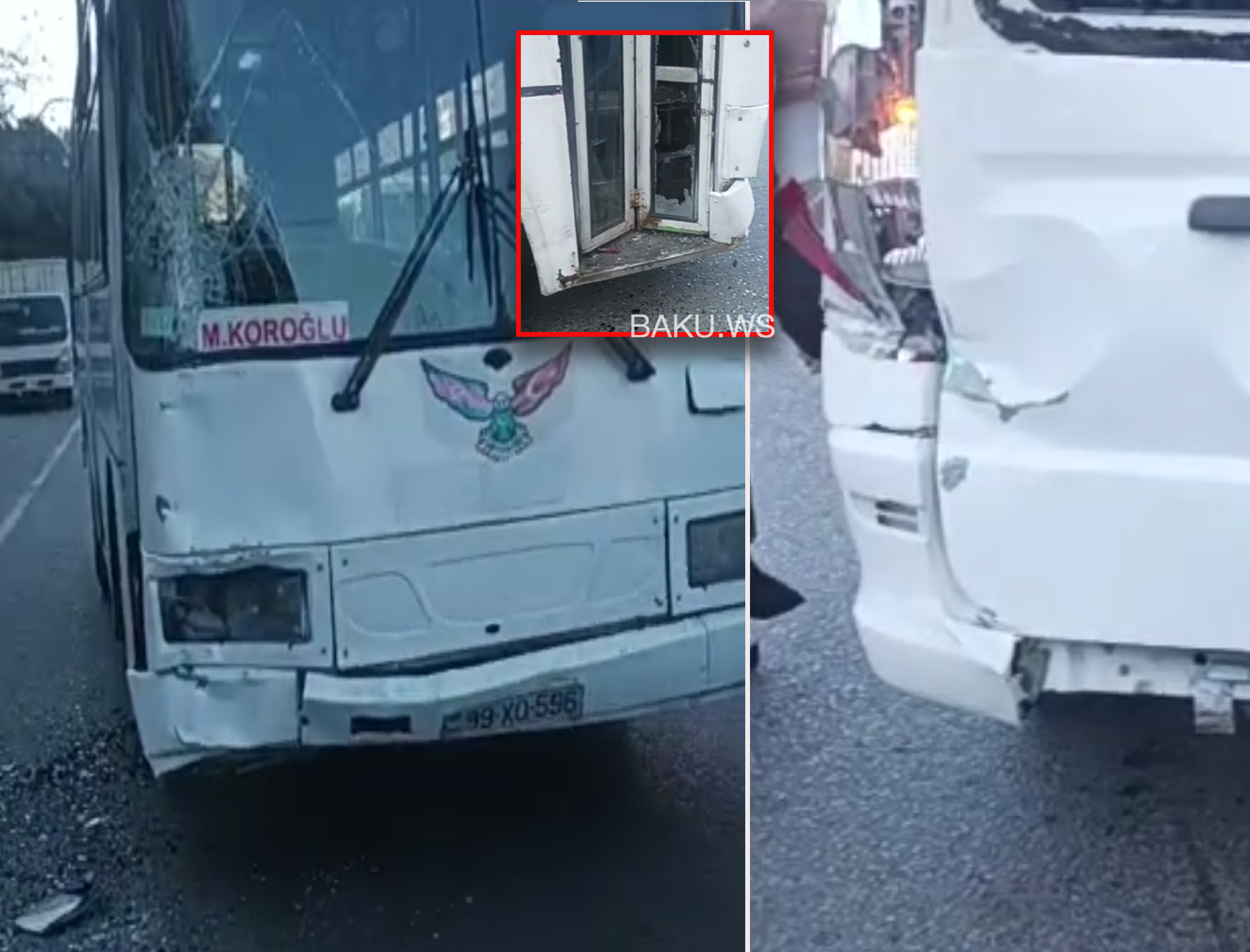 В Баку говоривший по телефону за рулем водитель автобуса устроил ДТП - ВИДЕО