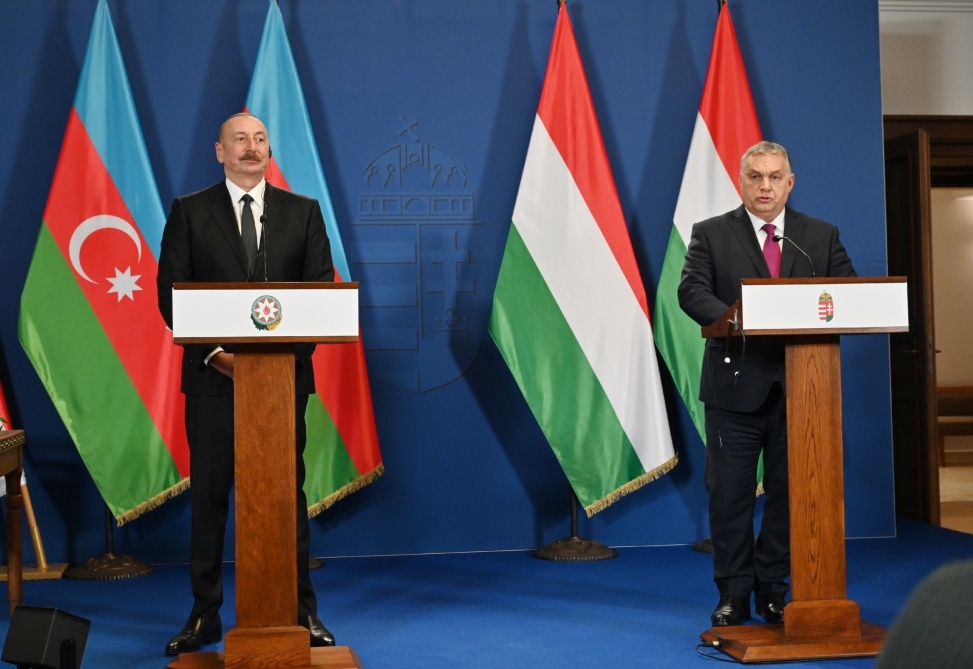 Президент Азербайджана и премьер-министр Венгрии выступили с заявлениями для прессы - ФОТО