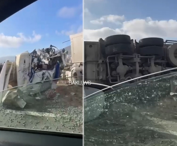 В Азербайджане столкнулись грузовики - ВИДЕО
