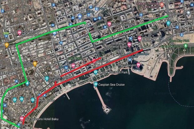 В центре Баку ограничат движение транспорта