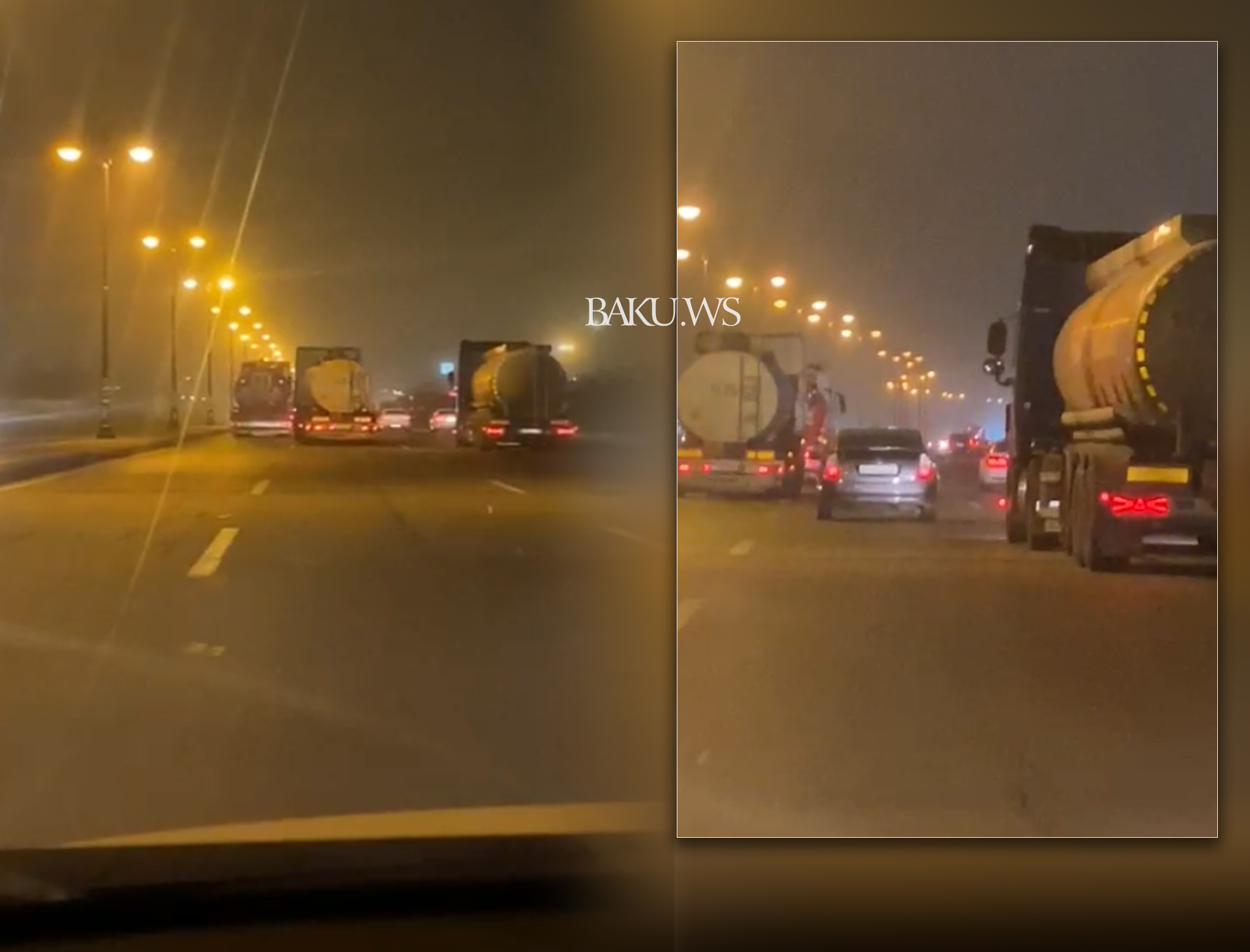 Опасная ситуация на дороге: В Баку бензовозы устроили гонки
