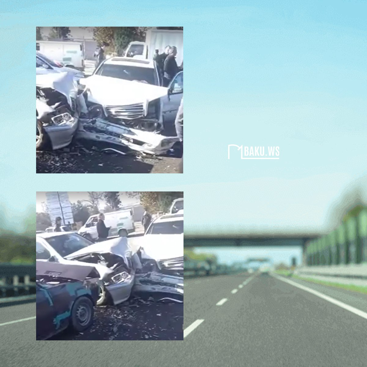 Тяжелое ДТП в Азербайджане: столкнулись 3 автомобиля - ВИДЕО