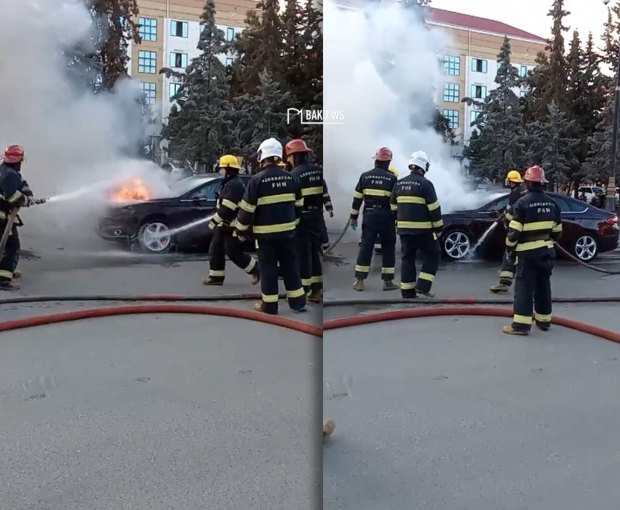 В Азербайджане загорелся Ford Fusion - ВИДЕО
