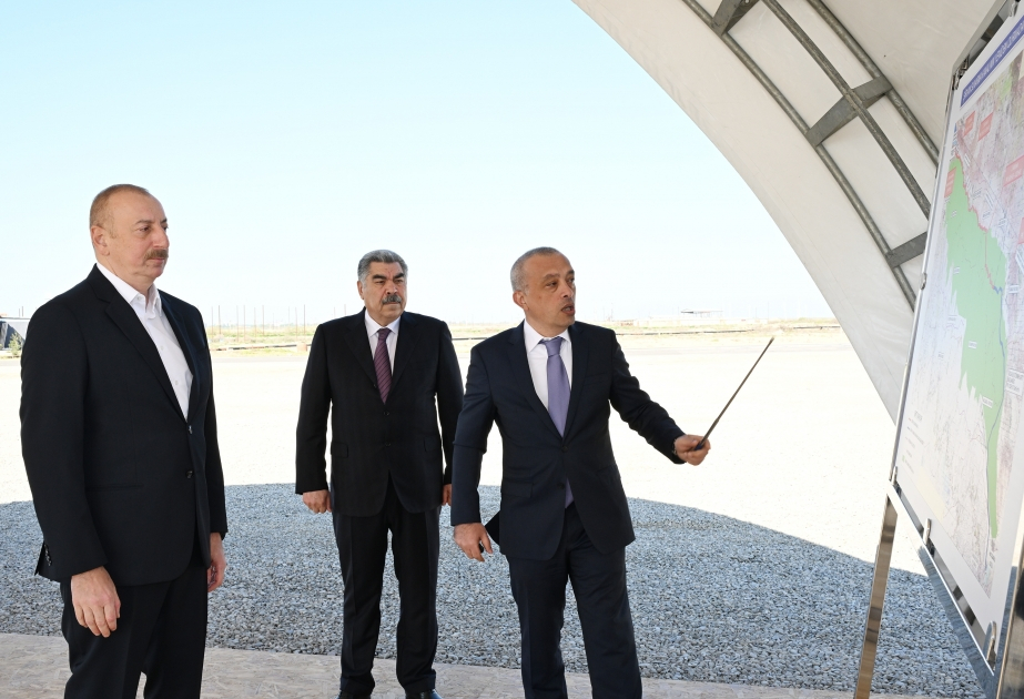 Ильхам Алиев дал старт реконструкции Ширванского оросительного канала в Гаджигабуле - ОБНОВЛЕНО + ФОТО