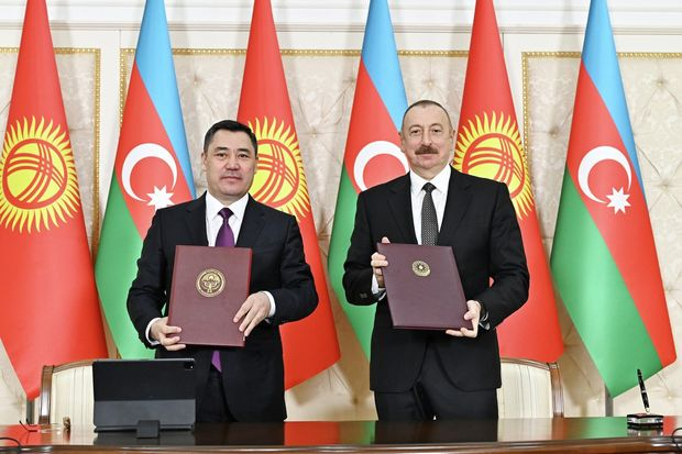 Проходит церемония подписания азербайджано-кыргызских документов - ВИДЕО