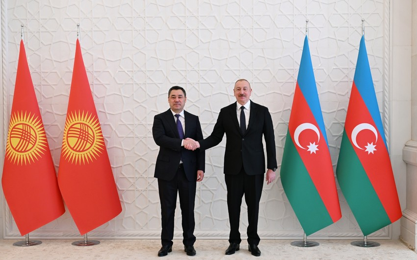 Президенты Азербайджана и Кыргызстана выступили с заявлениями для прессы - ВИДЕО
