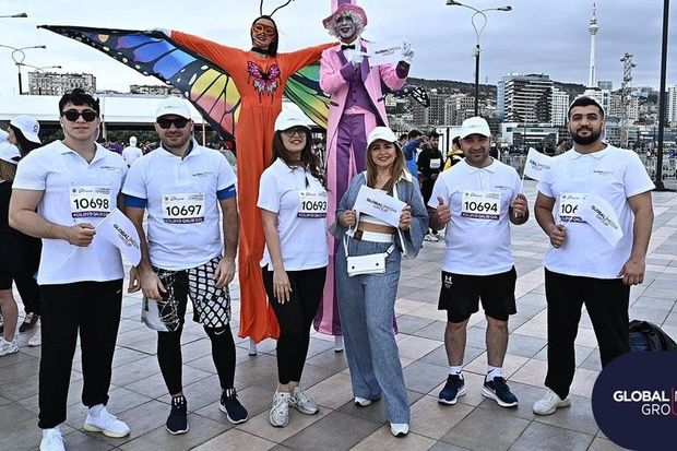 "Победи ветер": Сотрудники Global Media Group на "Бакинском марафоне" - ВИДЕО