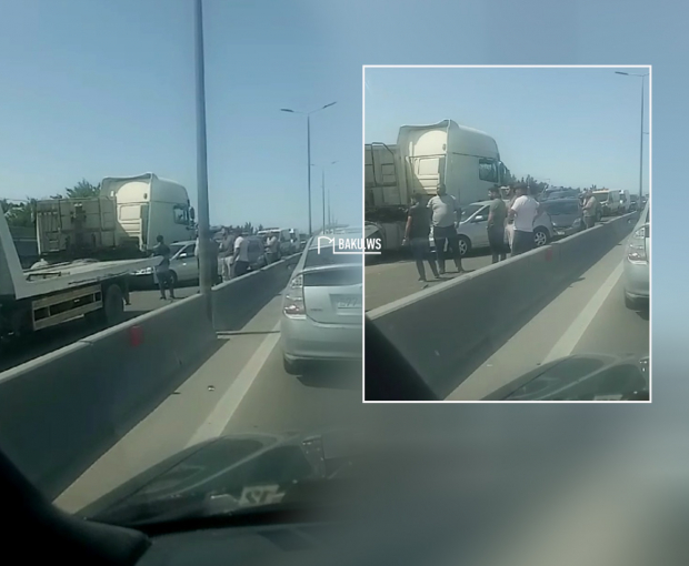 На дороге Баку - Сумгайыт произошла цепная авария - ВИДЕО