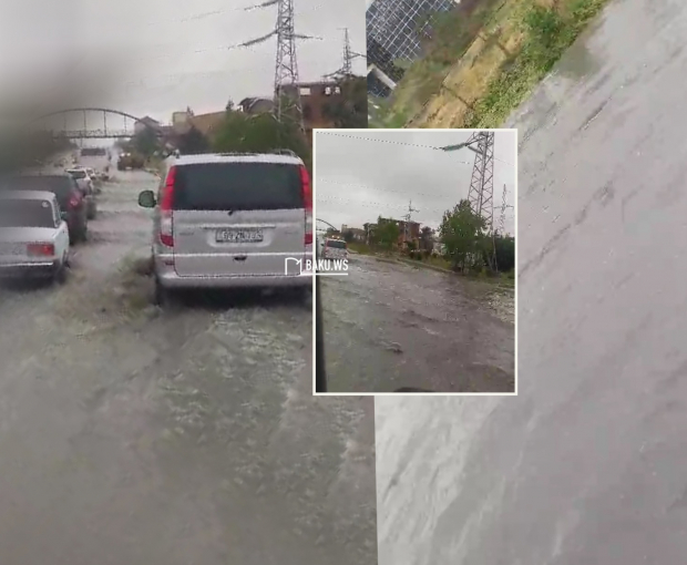 Дождь затопил дороги Баку: водители оказались в ловушке - ВИДЕО