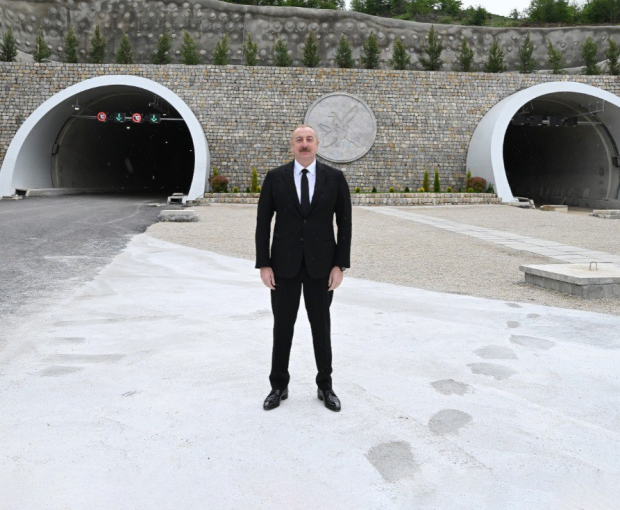 Президент принял участие в открытии первого тоннеля на автодороге Ахмедбейли - Физули - Шуша - ФОТО