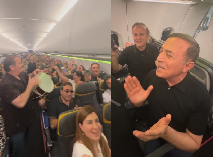 Азербайджанские артисты спели "Карабах" в самолете по пути из Ташкента - ВИДЕО
