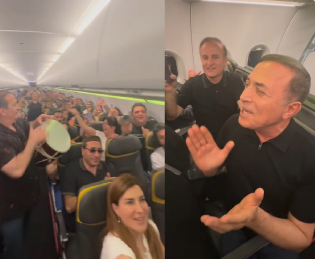 Азербайджанские артисты спели "Карабах" в самолете по пути из Ташкента - ВИДЕО